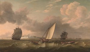 Un bateau à voile par vent léger au large du South Foreland